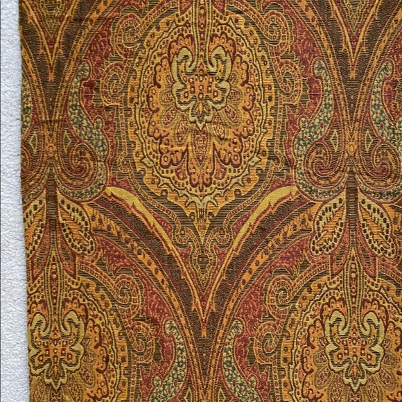 NWOT Paisley Tapestry Table Runner Fringe Tassels Gold Brown Tones 18" x 93" - Picture 4 of 8